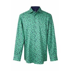 100% Cotton Axxess Green Floral Button Down Shirt Long Sleeve Size Small